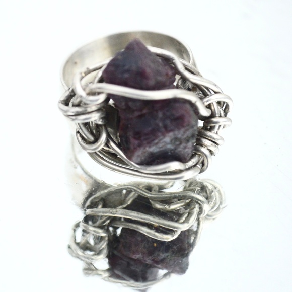 Raw Pink Spinel Sterling Silver Ring Size 7.5 925 - Picture 4 of 5